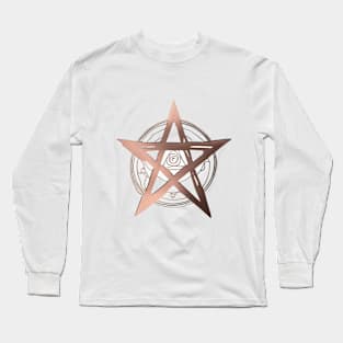 Pentagram Rose Gold Shadow Silhouette Anime Style Collection No. 277 Long Sleeve T-Shirt